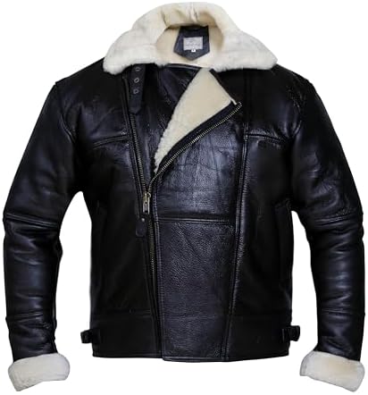 MARCO ENZOLANI B3 Bomber Jacket Aviator Real Shearling Winter